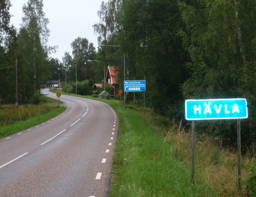 Village of H&auml;vla, Katrineholm sign in the background.